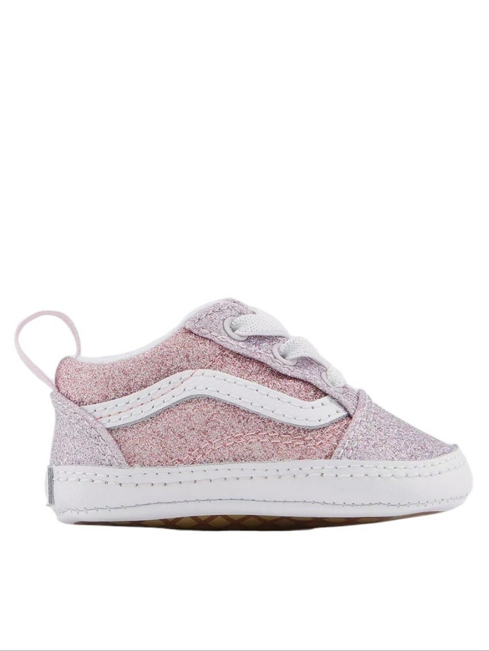 NWT Vans Old Skool Crib Shoe In Glitter Orchid And Ice Powder Pink